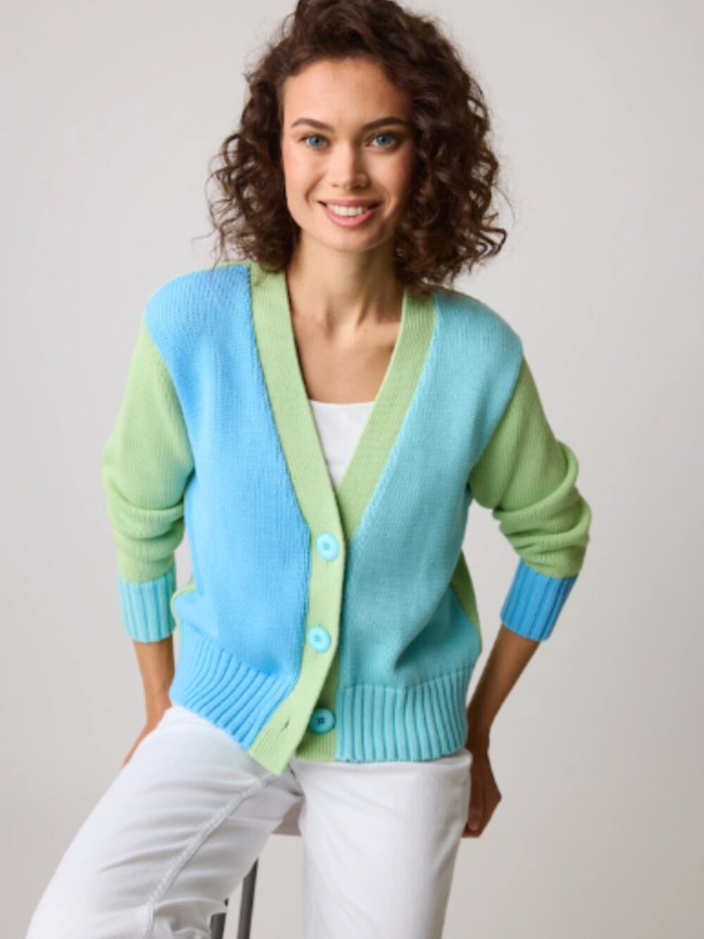 NWT Parkhurst Colourblock Cotton 3/4 Sleeve Cardigan (L)